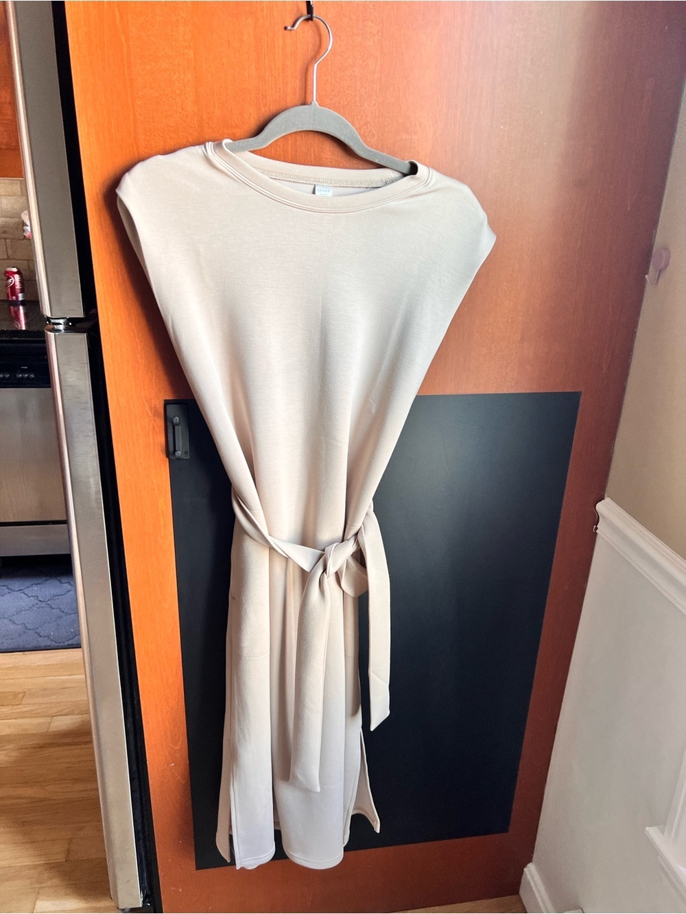 NEW Spanx AirEssentials Tie-Waist Tank Dress Tahini Beige Neutral Loungewear - Picture 2 of 6